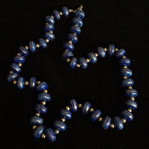 Jewelry - Blue and gold beaded necklace